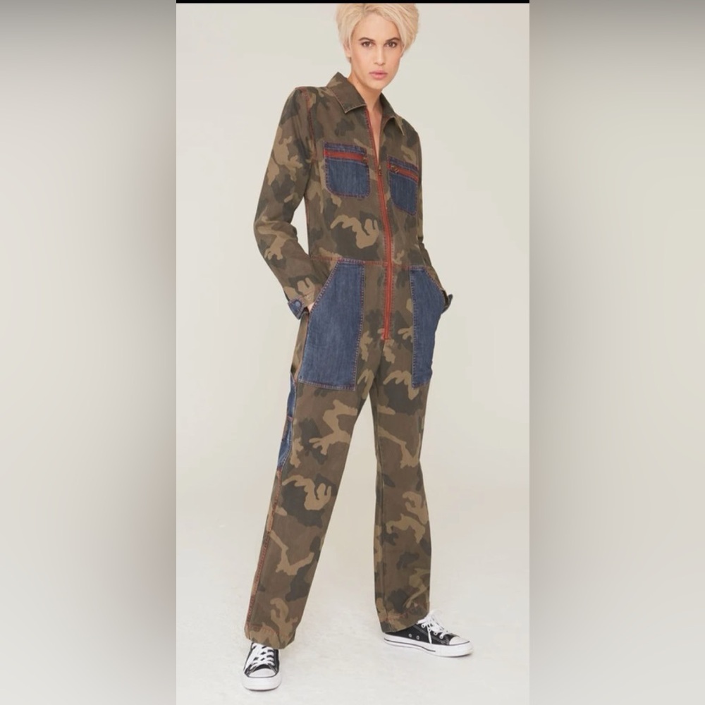 La Boheme Jonah Jumpsuit in Camouflage Twill Print NWT